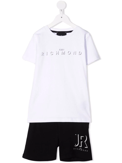John Richmond Junior Kids' Cotton T-shirt And Shorts Set In White