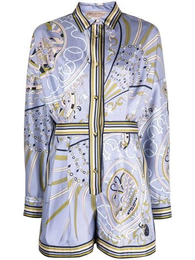 Emilio Pucci Esperidi-print Silk Playsuit In Violet