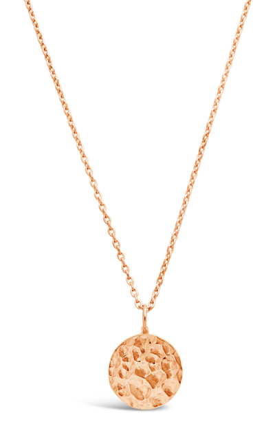 Sterling Forever 14k Rose Gold Plated Sterling Silver Hammered Disc Necklace