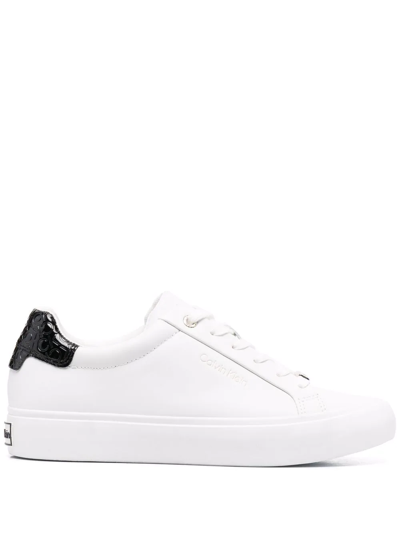 Calvin Klein Low-top Lace-up Sneakers In White