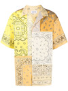 Kenzo Patchwork Bandana Print Short Sleeve Button-up Shirt In Yellow