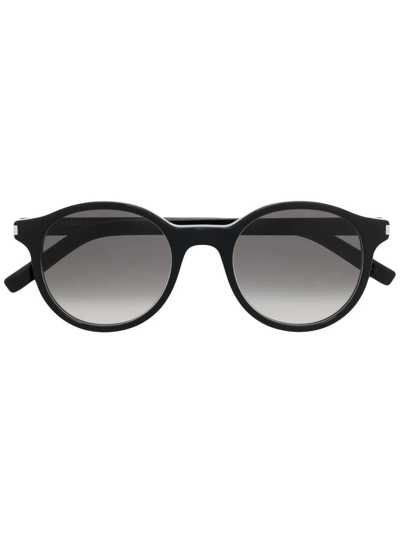 Saint Laurent Gradient-lens Round-frame Sunglasses In Schwarz