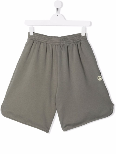Mm6 Maison Margiela Teen Logo-print Track Shorts In Green