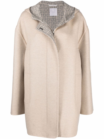 Givenchy Double Face Duffle Coat In Beige,grey