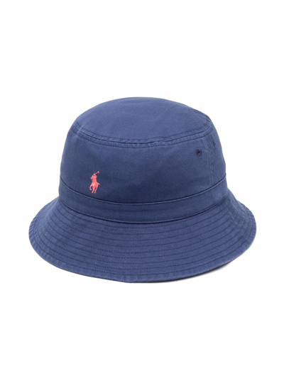 Polo Ralph Lauren Kids' Logo-embroidered Cotton Bucket Hat In Blue