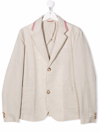 Fay Contrast Trim Linen-blend Blazer In Neutrals