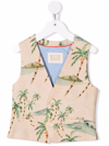 Scotch & Soda Tropical Print Waistcoat In Neutrals
