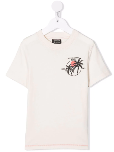 Scotch & Soda Kids' Little Boy's & Boy's Palm Tree T-shirt In White