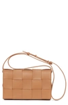 Bottega Veneta Intrecciato Leather Crossbody Bag In Caramel Gold