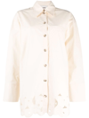 Nanushka Sabia Cutwork Button-down Shirt In Nude