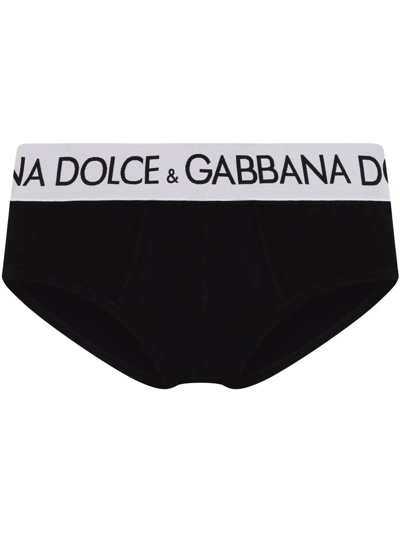 Dolce & Gabbana Logo Waistband Briefs In Black