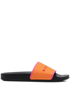 Marni Intarsia-knit Flat Slides In Tangerine