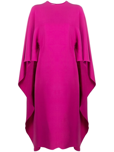 Valentino Cape-design Midi Dress In Pink & Purple
