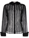 SAINT LAURENT FRILLED-NECK LACE SHIRT