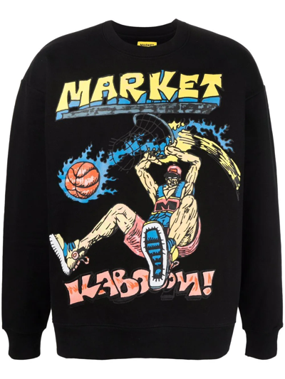 Market Graphic-print Cotton Sweatshirt In Black