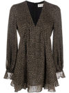 Saint Laurent Leopard-print Short Dress In Braun