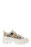 BURBERRY BURBERRY ARTHUR - VINTAGE CHECK LEATHER AND COTTON SNEAKER