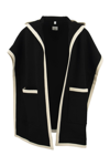 BURBERRY BURBERRY CARLA KNT - WOOL AND CASHMERE HOODED CAPE WITH JACQUARD GRAPHICS AND LOGO