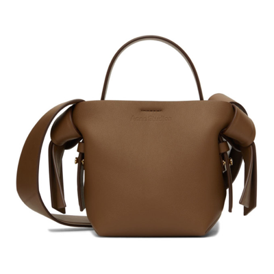 Acne Studios Brown Leather Micro Shoulder Bag In 640 Camel Brown