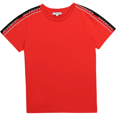 Givenchy Kids' Cotton T-shirt In Rosso Vivo