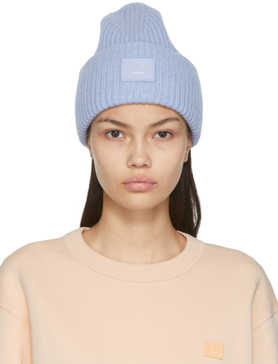 Acne Light Blue Knit Hat Acne Studios Blue Wool Blend Beanie Acne Studios main image 4