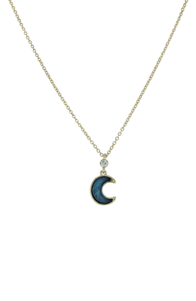 Olivia Welles 14k Yellow Gold Plated Crescent Moon Pendant Necklace In Blue