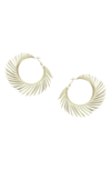 Olivia Welles Fringe Hoop Earrings In Beige