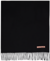 Acne Studios Canada Skinny Fringed Wool Scarf In Black