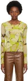 Blumarine Yellow Tulle Blouse In M4912 Lime/giallo