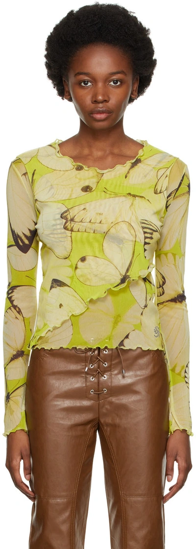 Blumarine Yellow Tulle Blouse In M4912 Lime/giallo