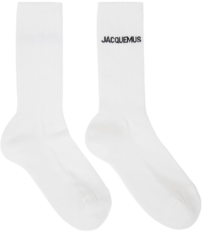 Jacquemus Les Chaussettes Logo-design Cotton-blend Socks In White