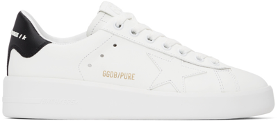 Golden Goose Leather Sneakers With Back Contrasting Patch In White