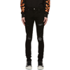 Amiri Stretch Denim Jeans With Leopard Print Accents In Black Od