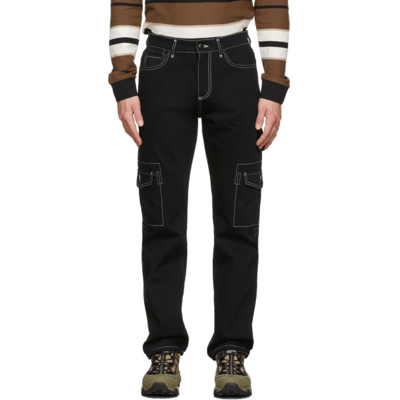 Burberry Contrast-stitch Straight-leg Jeans In 黑色