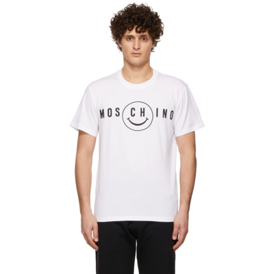 Moschino Smiley Brand-print Cotton-jersey T-shirt In White