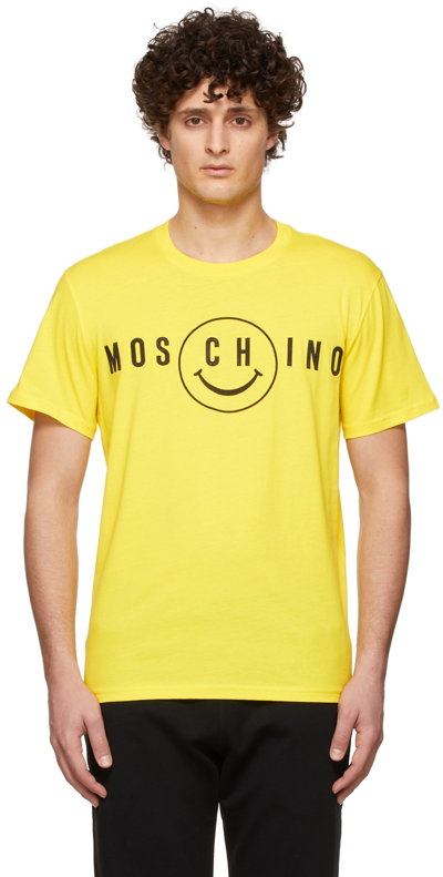Moschino Yellow Logo-embroidered Cotton T-shirt
