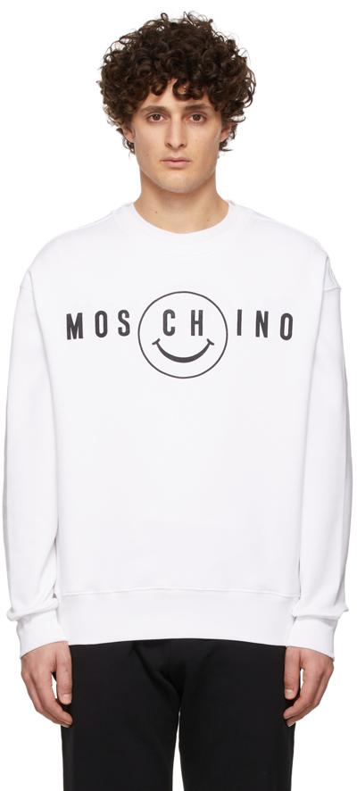 Moschino Smiley-print Organic Cotton Sweatshirt In White