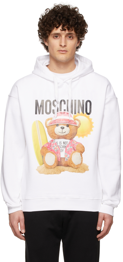 Moschino Teddy Bear 印花圆领卫衣 In White