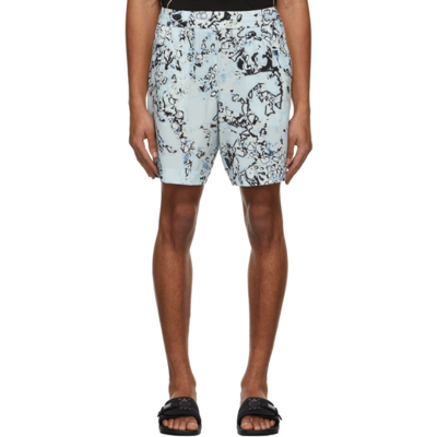 Mcq By Alexander Mcqueen Striae Sea Glass Print Silk Shorts