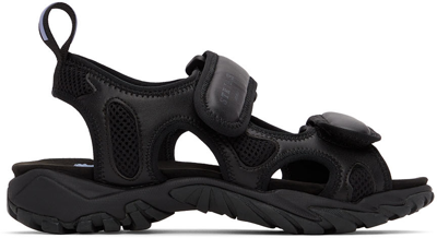 Mcq By Alexander Mcqueen Striae Strap Leather & Tech Sandals In Black