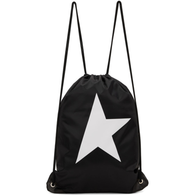 Golden Goose Black Star Drawstring Backpack In 80203 Black/white