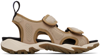 MCQ BY ALEXANDER MCQUEEN BEIGE FAUX-LEATHER & MESH SANDALS