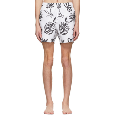 Jacquemus Le Maillot Peinture Swim Shorts With Floral Print In White
