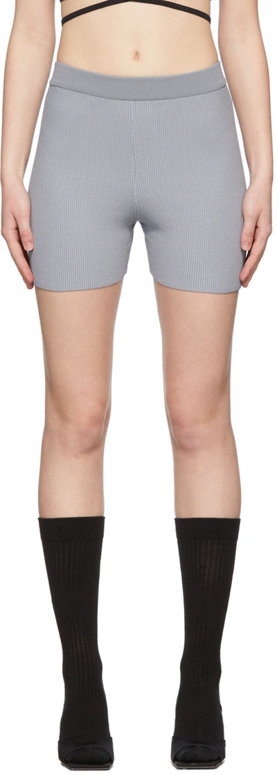 Jacquemus Le Short Arancia Ribbed Cycling Shorts In Gray