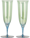 LUISA BECCARIA GREEN & BLUE SHADE GLASS FLUTE SET