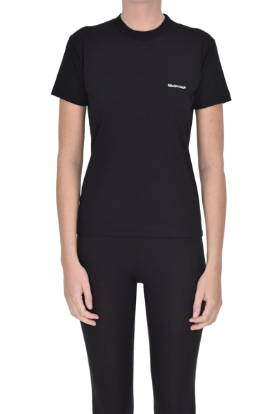 Balenciaga Printed Cotton-jersey T-shirt In Black