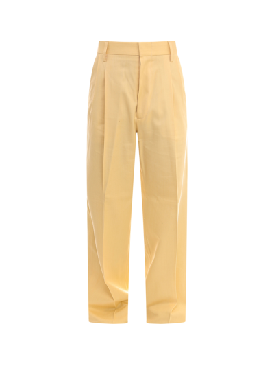 Gucci Cotton And Viscose Trouser In Yellow