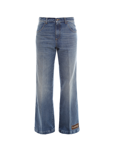 Gucci Flared Cotton Jeans In Blue