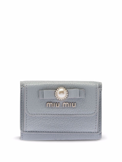 Miu Miu Light Blue Leather Wallet