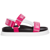 Moschino White & Pink Logo Sandals In Pink